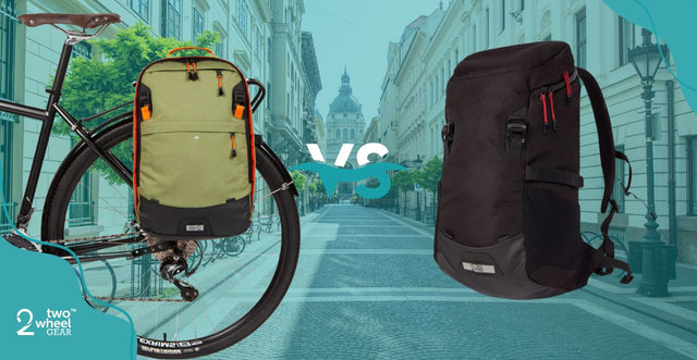a pannier and a backpack with a vs symbol in the middle