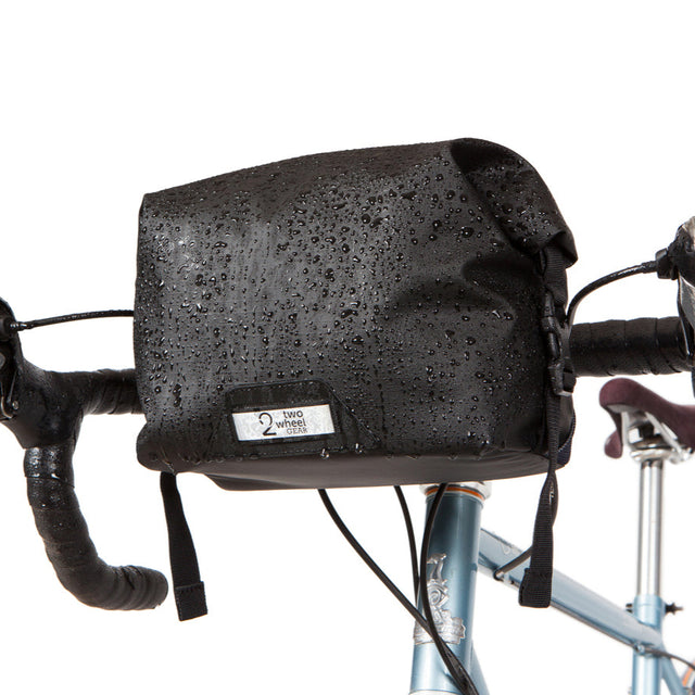 Two Wheel Gear - Dayliner Mini Handlebar Bag - Black Recycled Fabric on bike handlebars