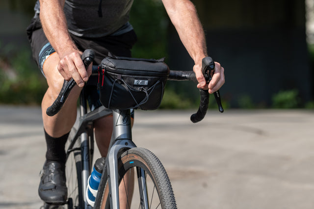 Two Wheel Gear - Handlebar Bag - Black - on bicycle with man