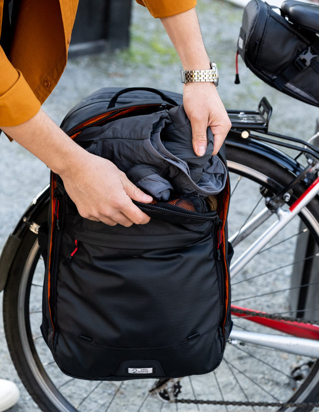 Two Wheel Gear - Pannier Backpack on bike being packed