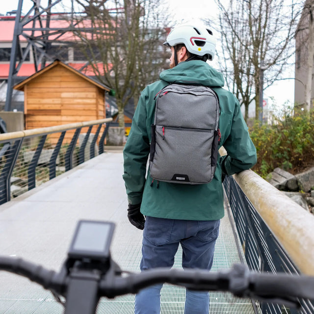 Two Wheel Gear Inverter Pannier Backpack on Man walking
