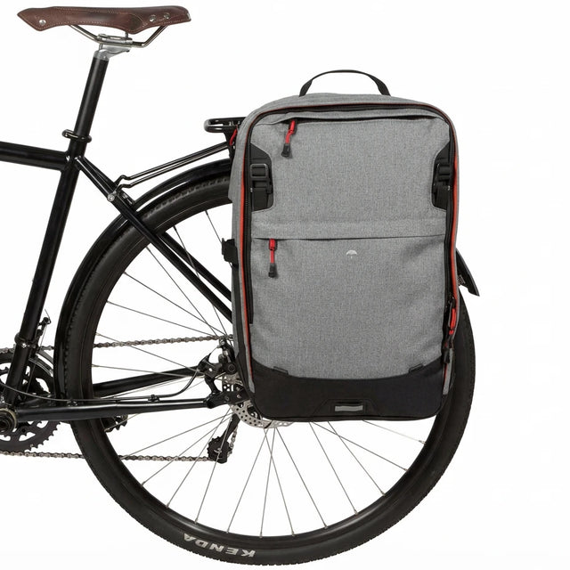 Two Wheel Gear Pannier Backpack PLUS 2.1 Grey On bicycle