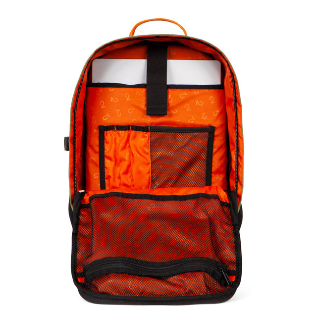 Weatherproof Two Wheel Gear Pannier Backpack Convertible 2.0 LITE (22L) in Black Ripstop inside packed with laptop