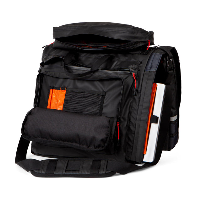 Two Wheel Gear - Classic 3.0 Garment Pannier - bike suit bag on bike with laptop- Black