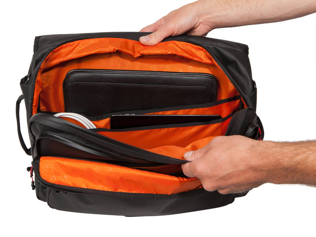 Two Wheel Gear - Magnate Pannier Messenger Backpack - Black - Recycled Fabric - Inside Bike Bag