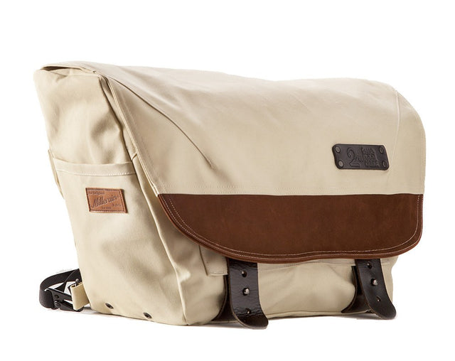 The Heath Waxed Canvas Messenger Bag - Stone White , Bags - Two Wheel Gear, Two Wheel Gear - 4 (335394053)