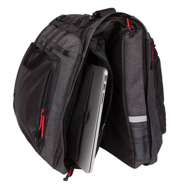 Two Wheel Gear Garment Pannier Classic 3.0 packed with laptop.