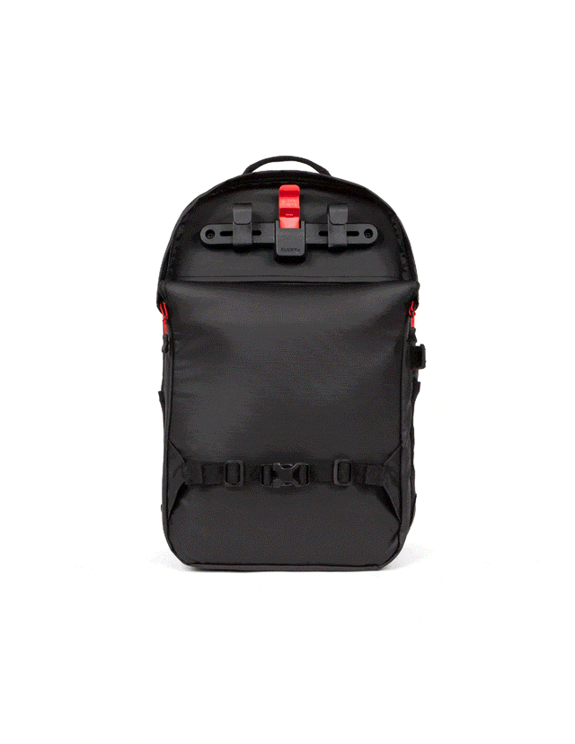 Weatherproof Two Wheel Gear Pannier Backpack Convertible 2.0 LITE (22L) in Black Ripstop 2-in-1 modes