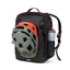 Two Wheel Gear Pannier Backpack Convertible PLUS 30L with Helmet attached and water-bottle in pocket.