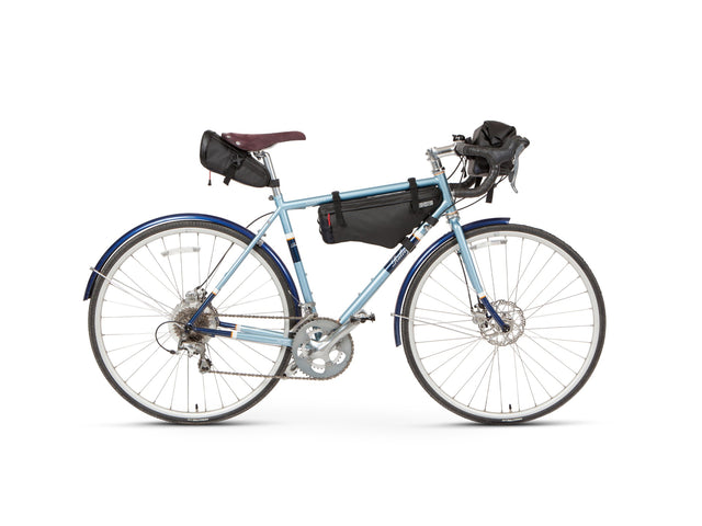 Two Wheel Gear products on a bike: Commute Seat Pack, Mamquam Frame Bag, Alpha Handlebar Bag