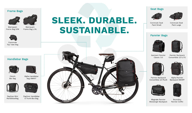 Two Wheel Gear Bike Bags, Frame Bag, Handlebar Bags, Seat Bags and packs, Panniers and Backpacks for cyclists