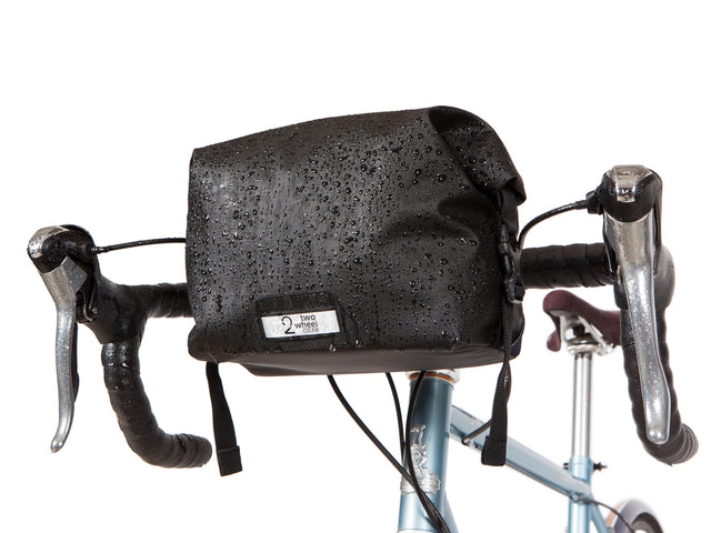 Two Wheel Gear - Dayliner Mini Handlebar Bag - Black Recycled Fabric on bike handlebars